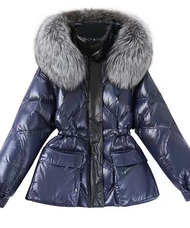 Down feather hooded coat
